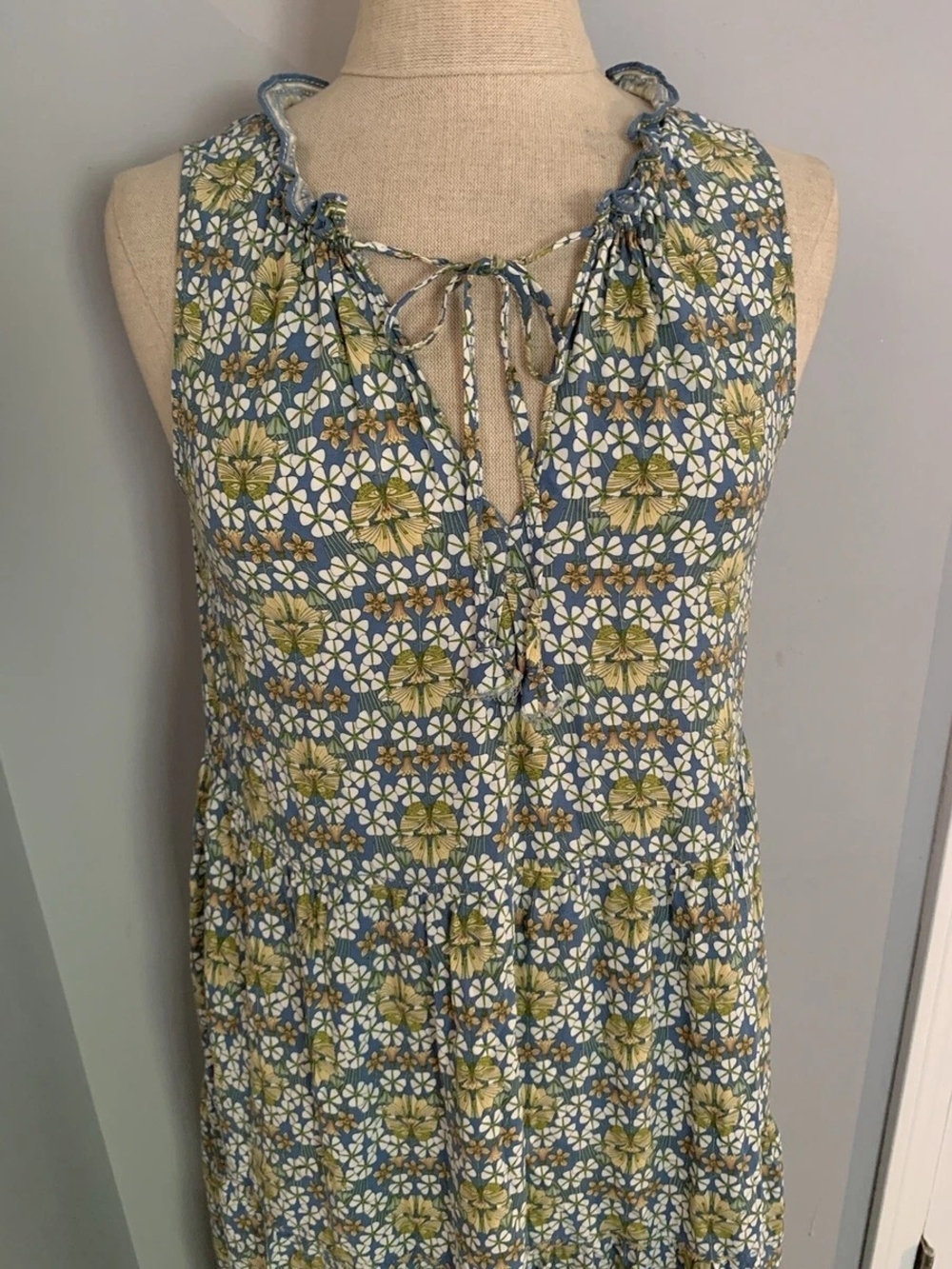 Max Studio Sleeveless Floral Maxi Dress in Blue and Green - Picture 6 of 12